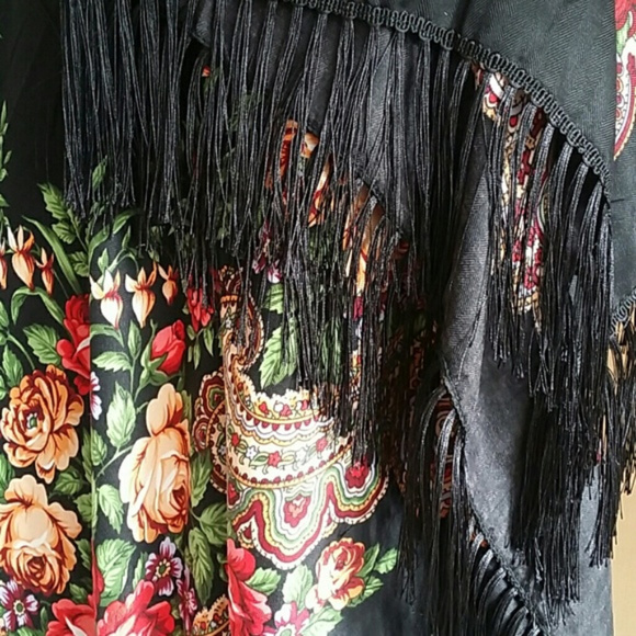 Boho Chic Scarf Wrap Shall Boho Babushka Gypsy Scarf Spell Boho Tassels - Picture 7 of 13